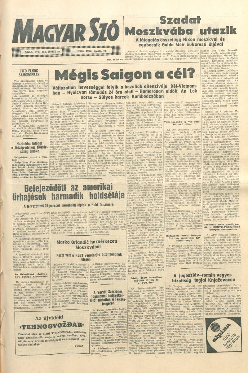 Magyar Szó, 29. évf. 1972. április 24. 113. sz. 1–10. oldal