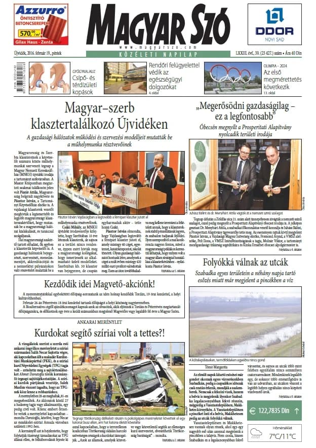 Magyar Szó, 73. évf. 2016. február 19. 39. sz. 1–16. oldal