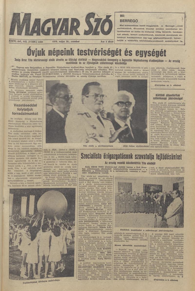 Magyar Szó, 36. évf. 1979. május 26. 142. sz. 1–20. oldal