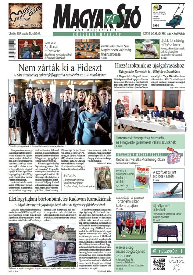 Magyar Szó, 76. évf. 2019. március 21. 65. sz. 1–20. oldal