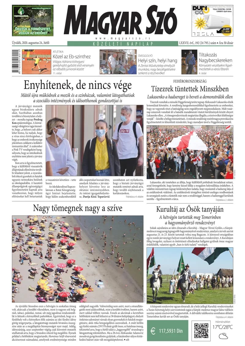 Magyar Szó, 77. évf. 2020. augusztus 24. 192. sz. 1–16. oldal
