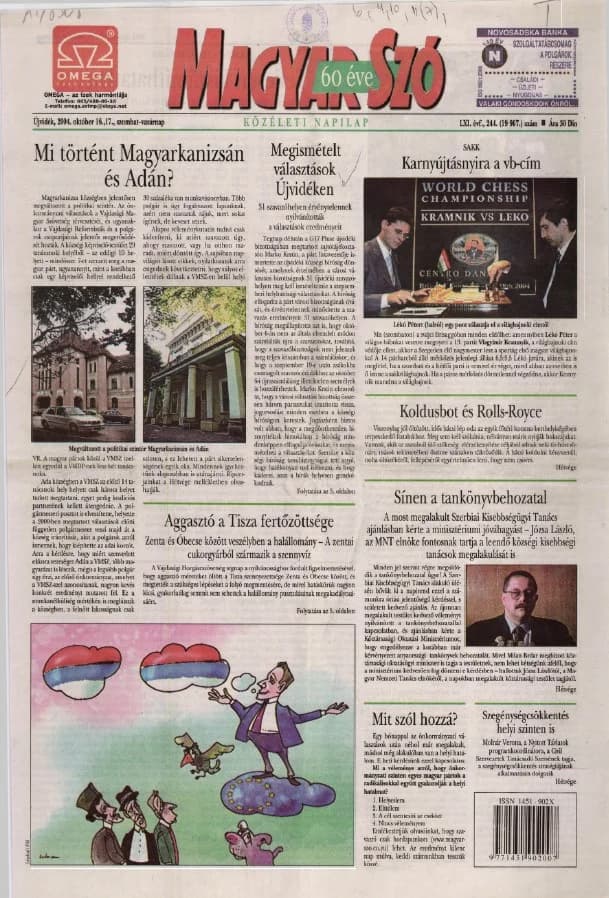 Magyar Szó, 61. évf. 2004. október 16. – 17. 244. sz. 1–24. oldal