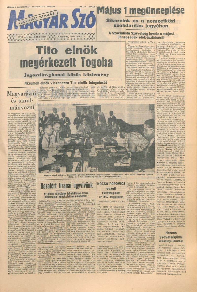Magyar Szó, 18. évf. 1961. március 5. 53. sz. 1–23. oldal