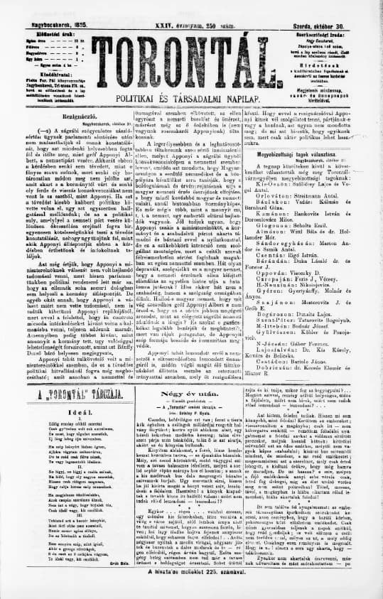 Torontál, 24. évf. 1895. október 30. 250. sz.