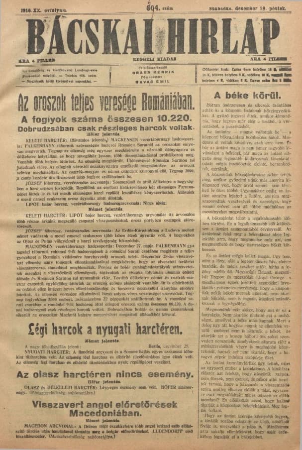 Bácskai Hirlap, 20. évf. 1916. december 29. 594. sz.