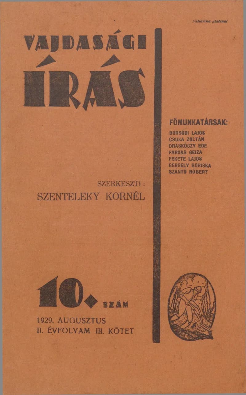 Vajdasági Írás, 2. évf. 1929. augusztus. 10. sz. 82–160. oldal