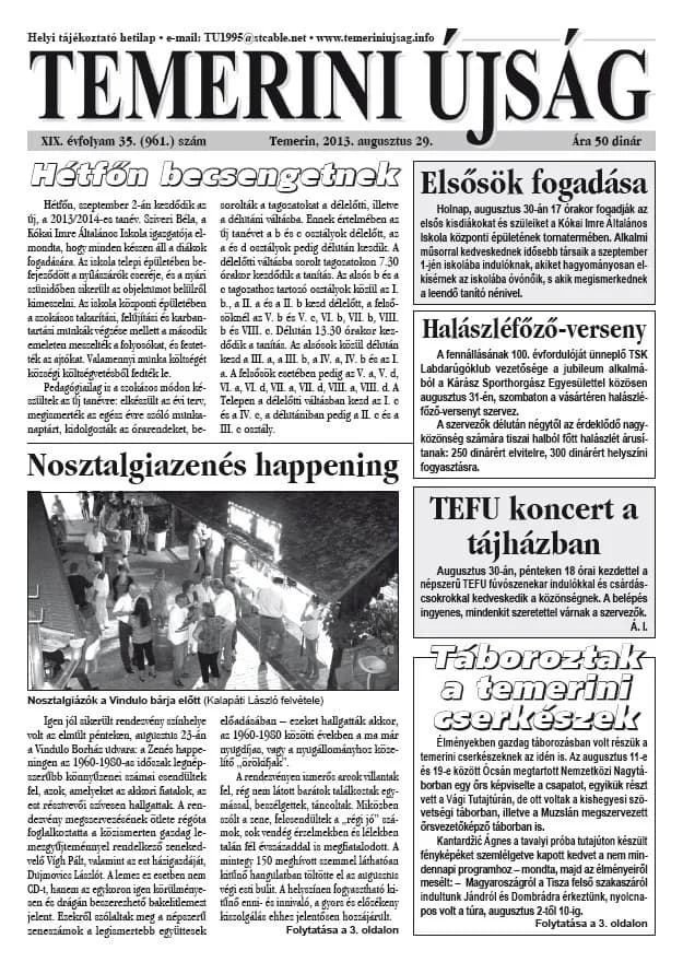 Temerini Újság, 19. évf. 2013. augusztus 29. 35. sz.