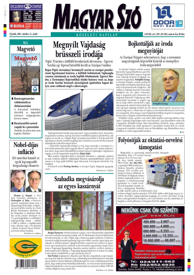 Magyar Szó, 68. évf. 2011. október 11. 237. sz. 1–20. oldal
