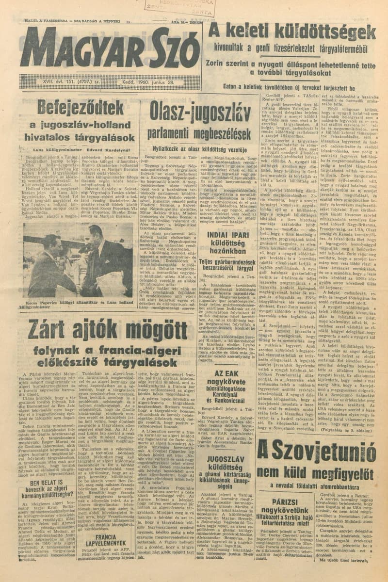 Magyar Szó, 17. évf. 1960. június 28. 151. sz. 1–12. oldal