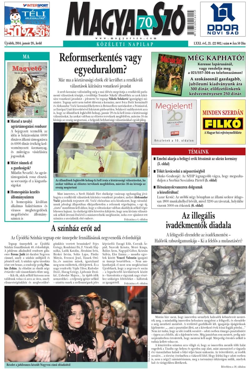 Magyar Szó, 71. évf. 2014. január 28. 21. sz. 1–20. oldal