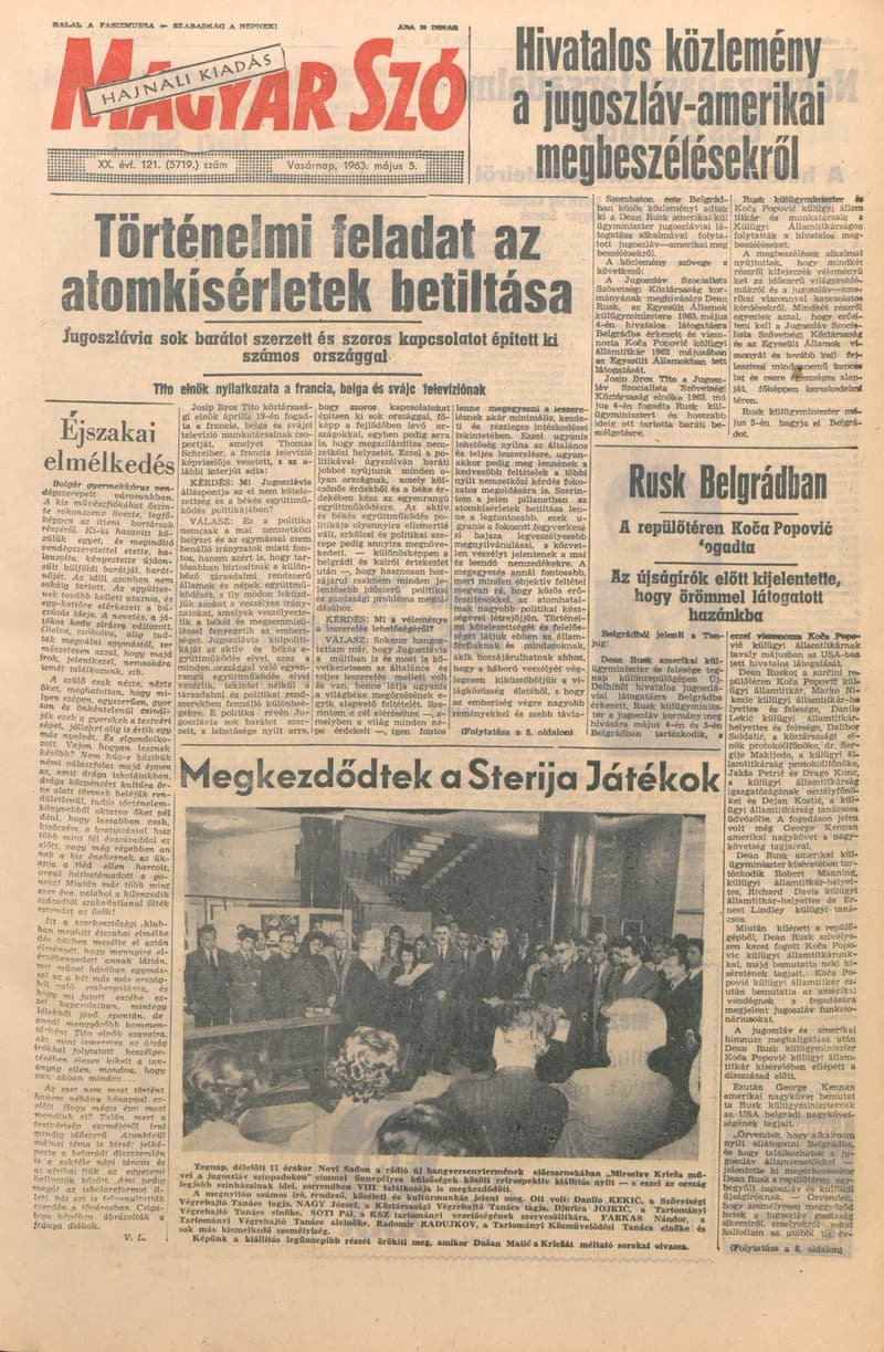 Magyar Szó, 20. évf. 1963. május 5. 121. sz. 1–24. oldal