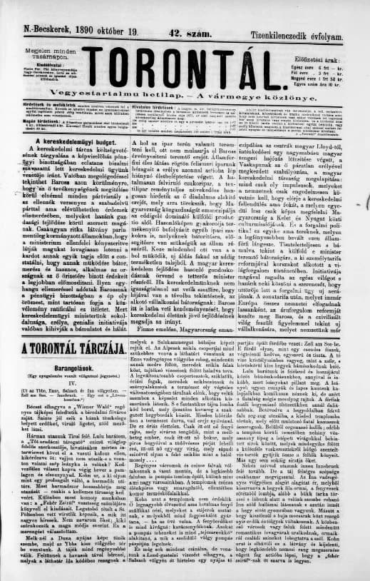Torontál, 19. évf. 1890. október 19. 42. sz.
