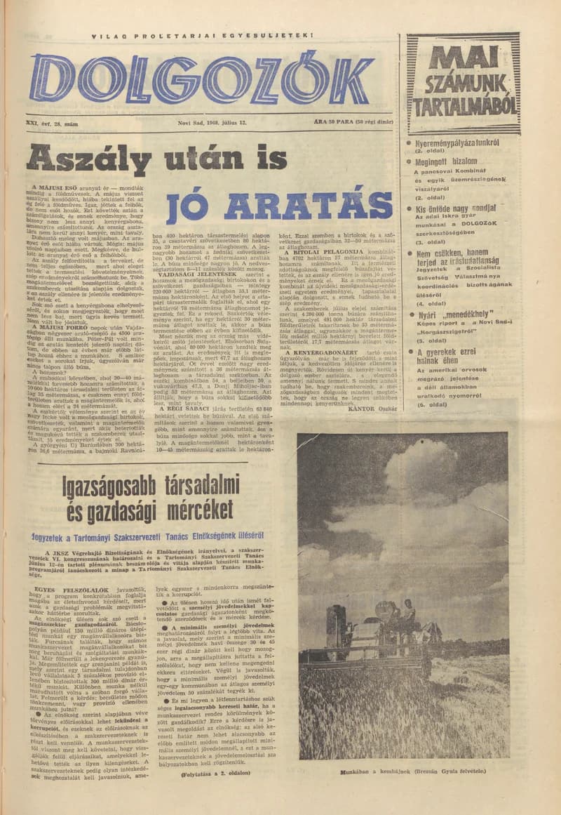 Dolgozók, 22. évf. 1968. július 12. 28. sz.
