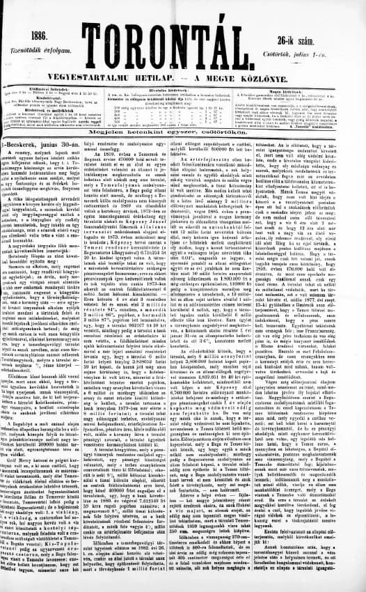 Torontál, 15. évf. 1886. július 1. 26. sz.