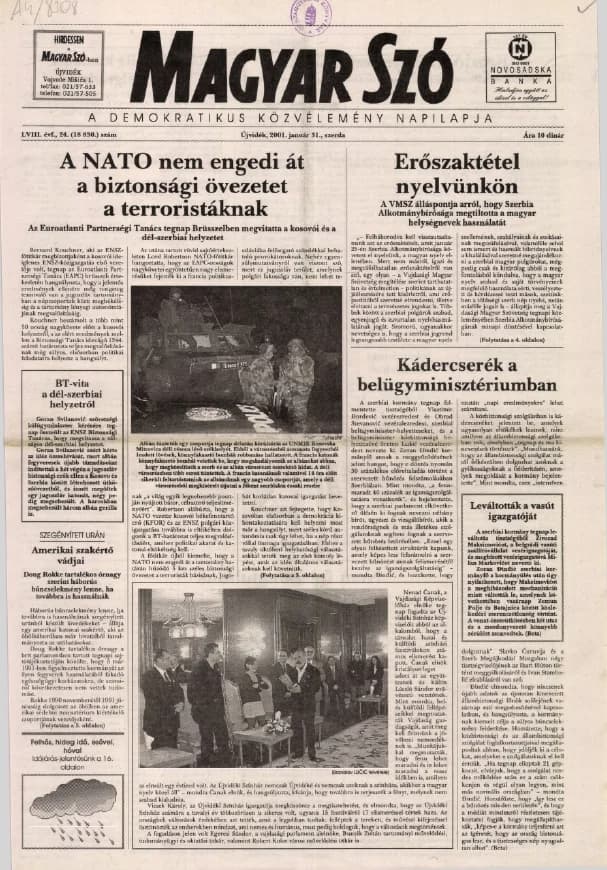 Magyar Szó, 58. évf. 2001. január 31. 24. sz. 1–16. oldal