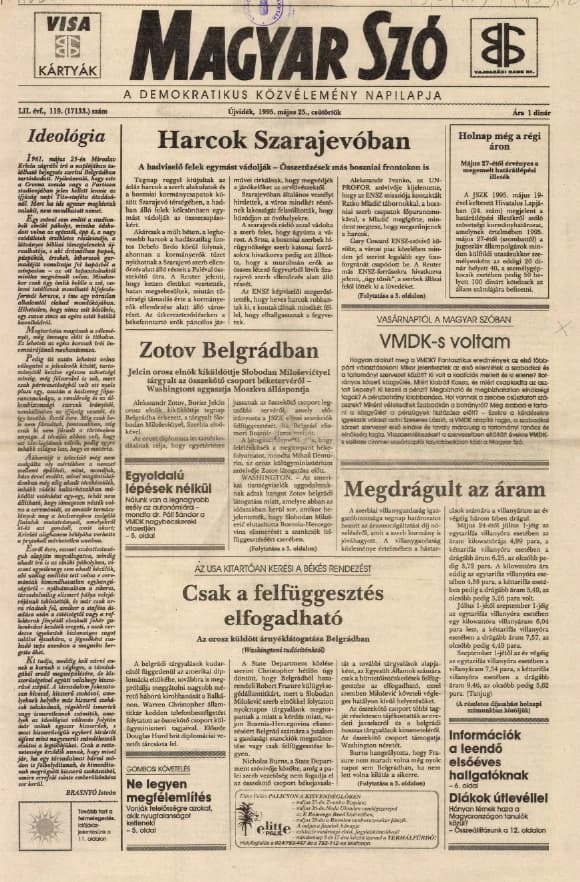 Magyar Szó, 52. évf. 1995. május 25. 119. sz. 1–16. oldal