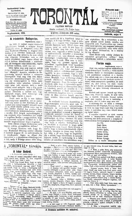 Torontál, 28. évf. 1899. május 4. 102. sz.