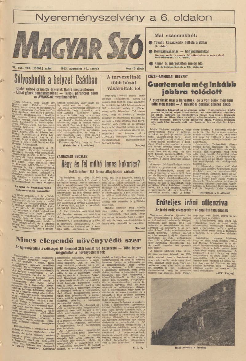 Magyar Szó, 40. évf. 1983. augusztus 10. 218. sz. 1–20. oldal