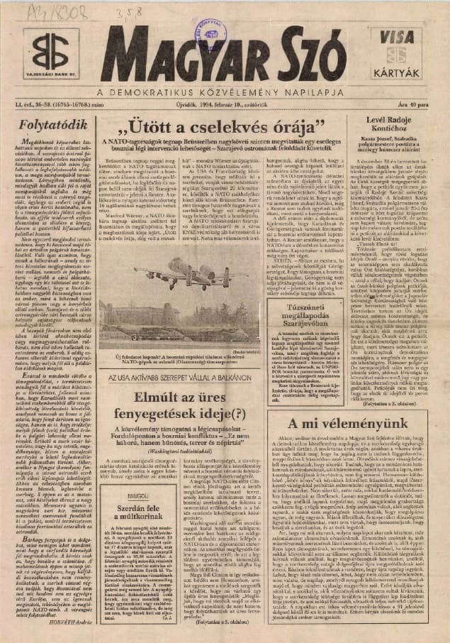 Magyar Szó, 51. évf. 1994. február 10. 36–38. sz. 1–16. oldal