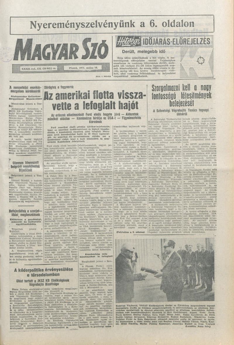 Magyar Szó, 32. évf. 1975. május 16. 132. sz.