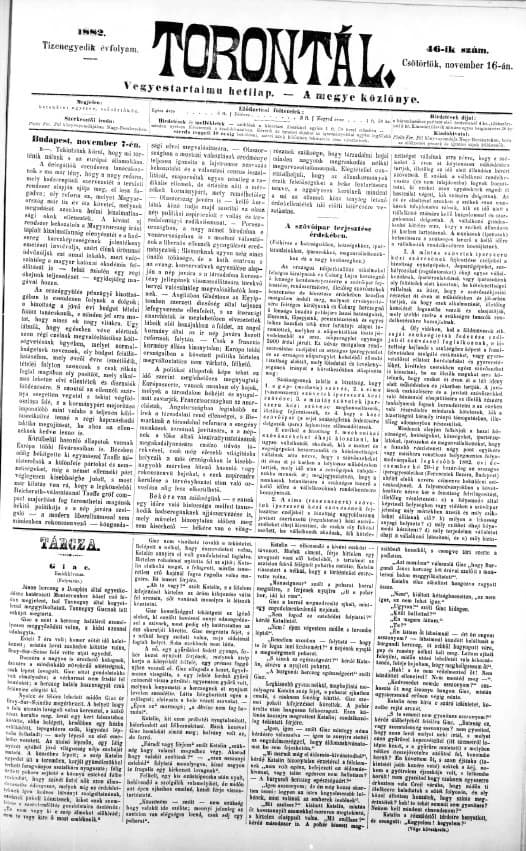 Torontál, 11. évf. 1882. november 16. 46. sz.