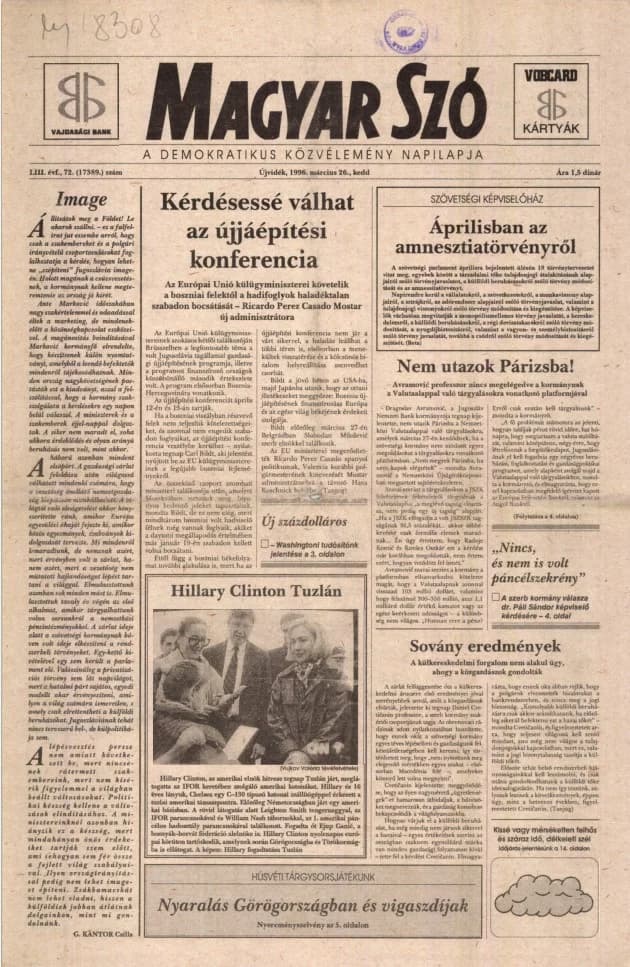 Magyar Szó, 53. évf. 1996. március 26. 72. sz. 1–16. oldal