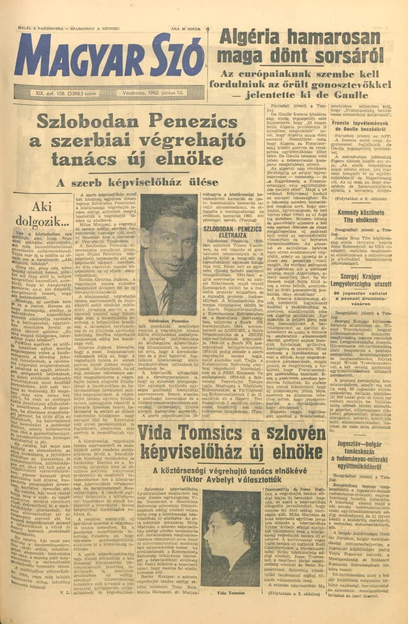 Magyar Szó, 19. évf. 1962. június 10. 158. sz. 1–24. oldal