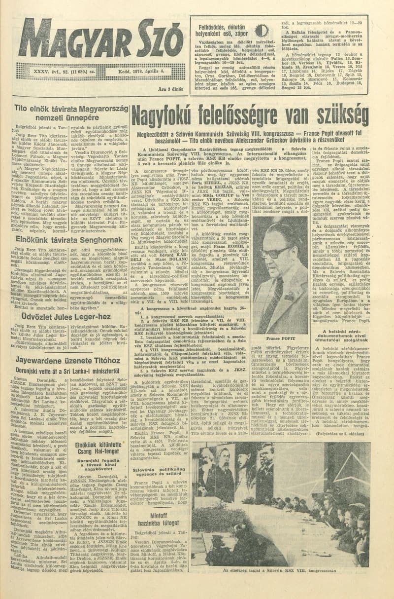 Magyar Szó, 35. évf. 1978. április 4. 92. sz. 1–20. oldal