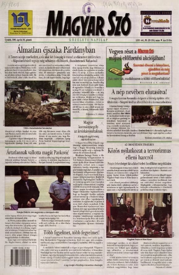 Magyar Szó, 62. évf. 2005. április 29. 99. sz. 1–20. oldal