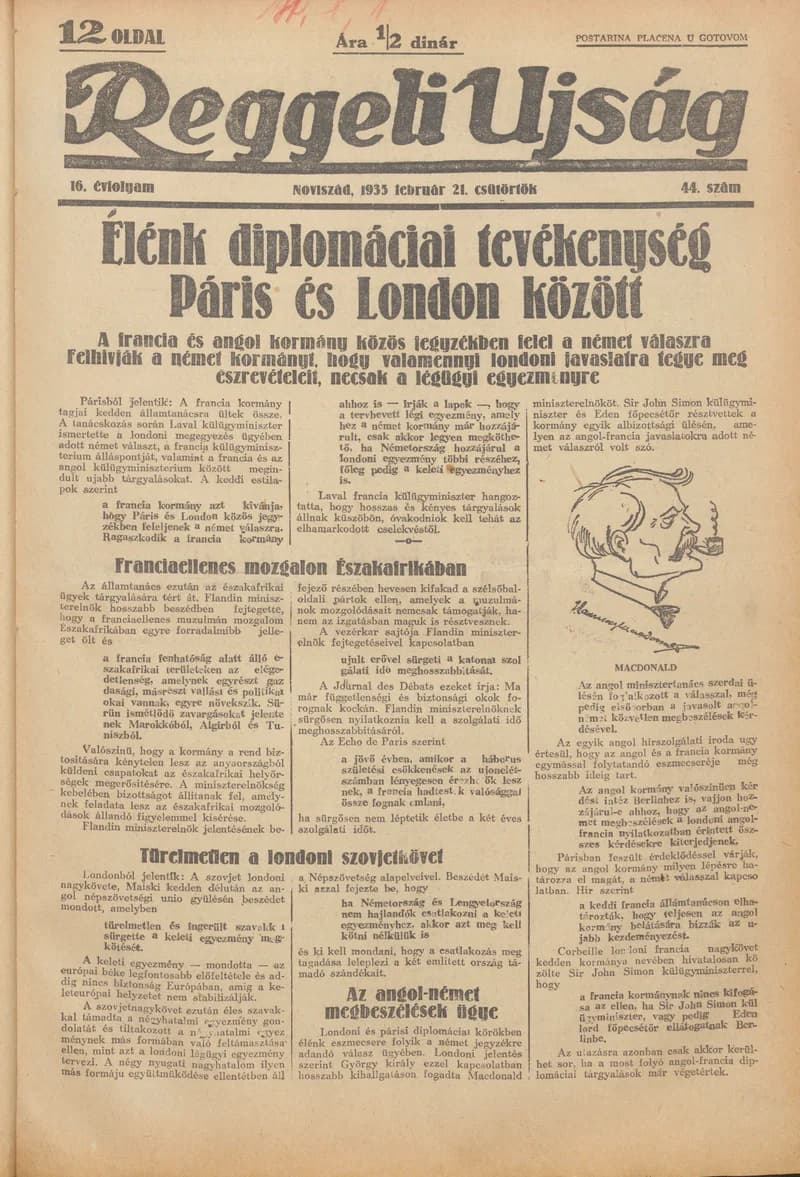 Reggeli Újság, 16. évf. 1935. február 21. 44. sz.