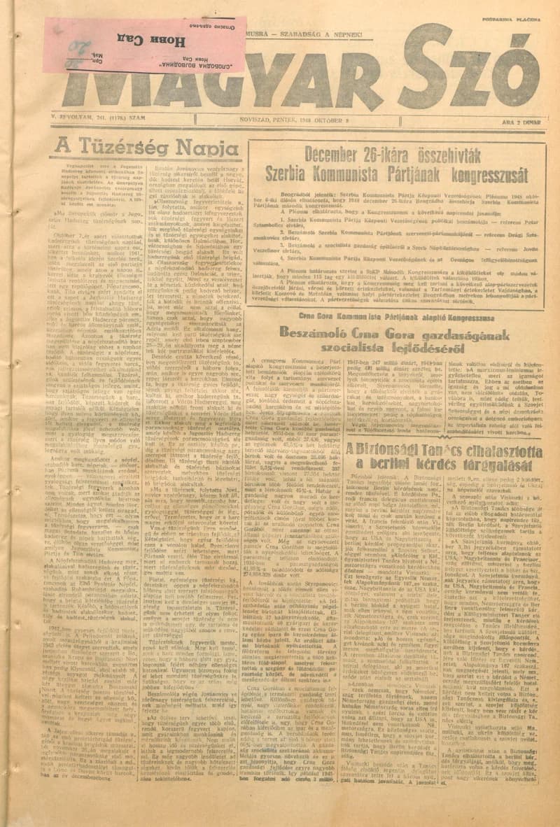 Magyar Szó, 5. évf. 1948. október 8. 241. sz. 1–4. oldal
