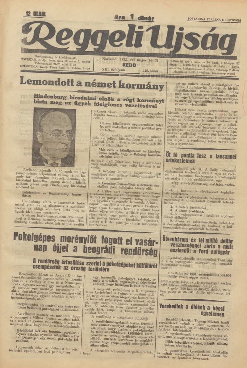 Reggeli Újság, 13. évf. 1932. május 31. 126. sz.