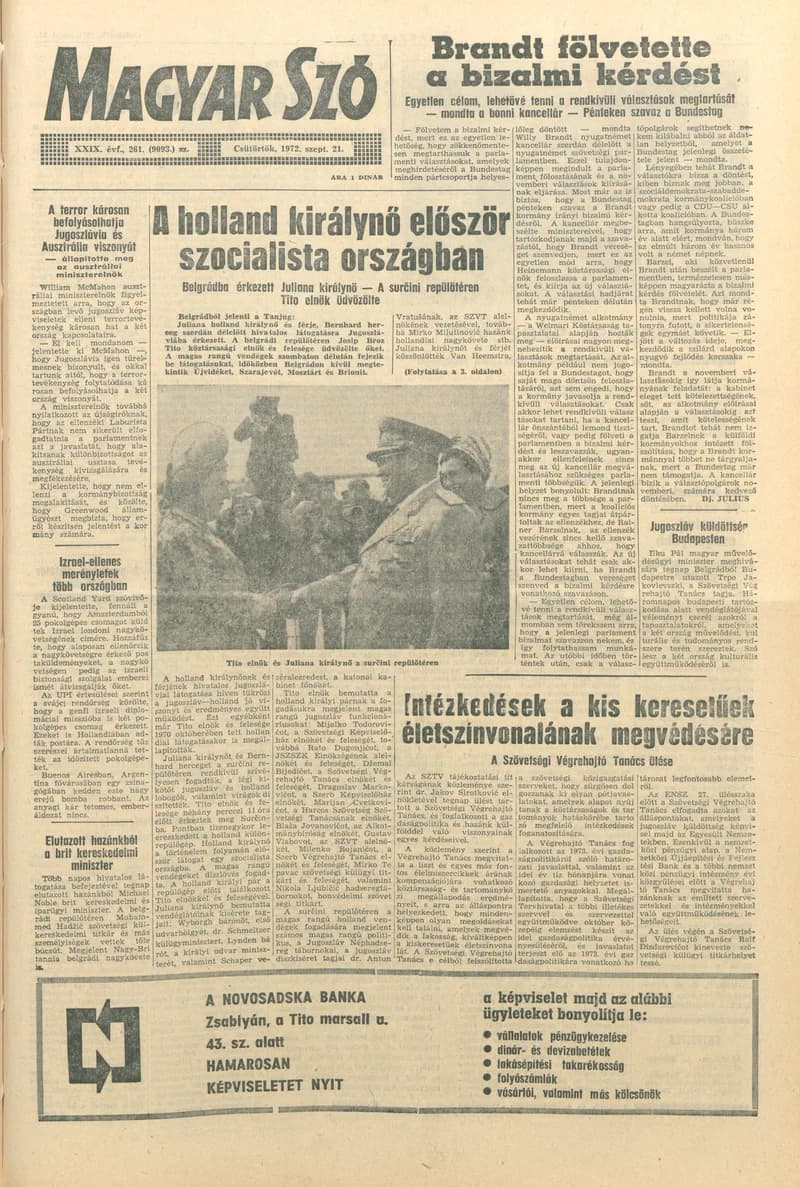 Magyar Szó, 29. évf. 1972. szeptember 21. 261. sz. 1–16. oldal