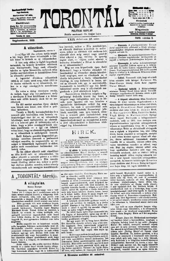 Torontál, 29. évf. 1900. március 5. 52. sz.