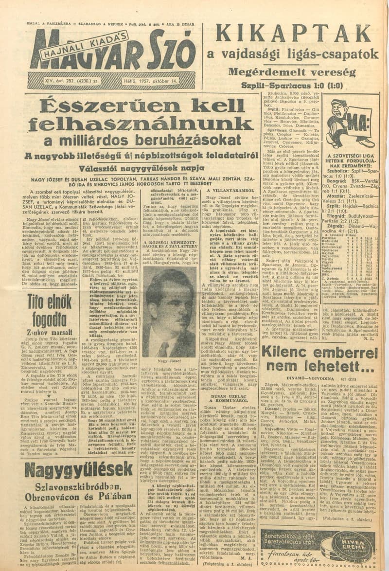 Magyar Szó, 14. évf. 1957. október 14. 282. sz. 1–12. oldal