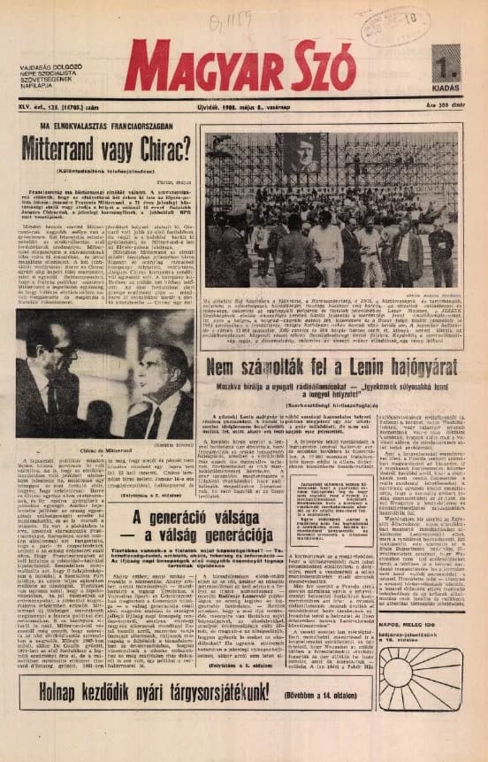 Magyar Szó, 45. évf. 1988. május 8. 125. sz. 1–32. oldal