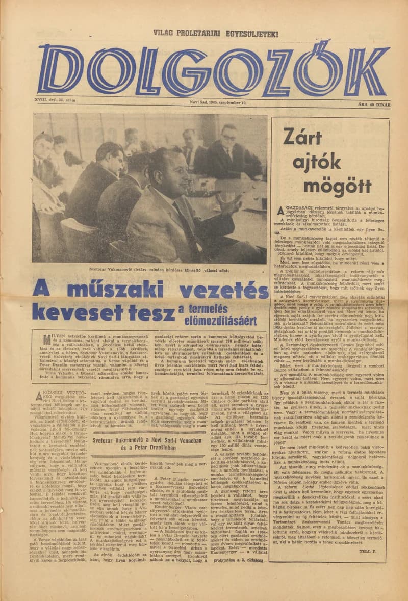 Dolgozók, 19. évf. 1965. szeptember 10. 36. sz.
