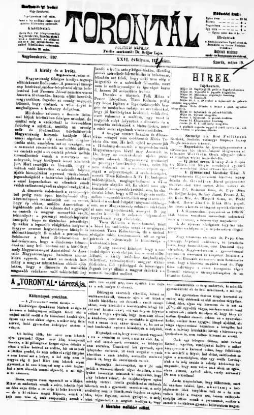 Torontál, 26. évf. 1897. május 19. 114. sz.
