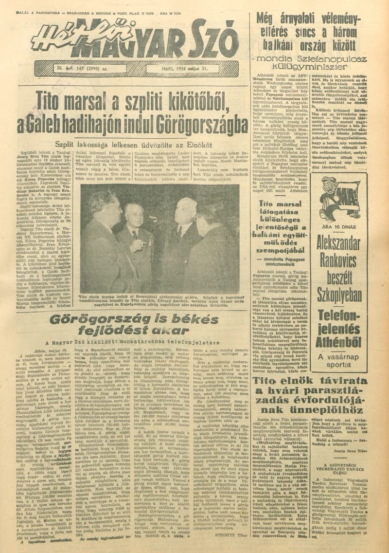 Magyar Szó, 11. évf. 1954. május 31. 145. sz. 1–6. oldal