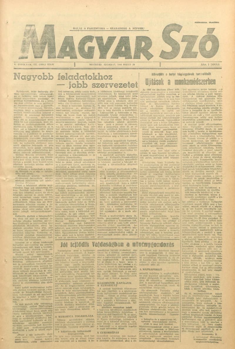Magyar Szó, 5. évf. 1948. május 29. 127. sz. 1–4. oldal