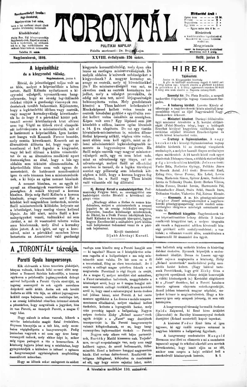 Torontál, 28. évf. 1899. június 5. 126. sz.