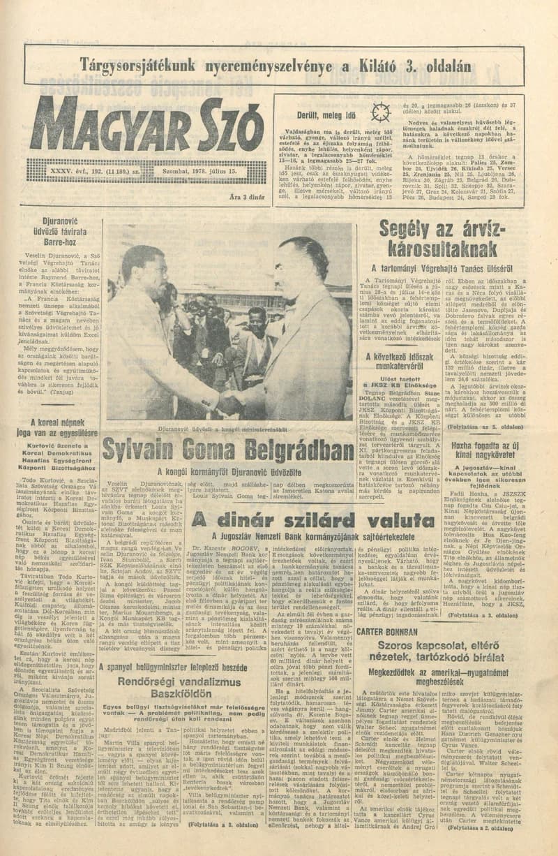 Magyar Szó, 35. évf. 1978. július 15. 192. sz. 1–16. oldal