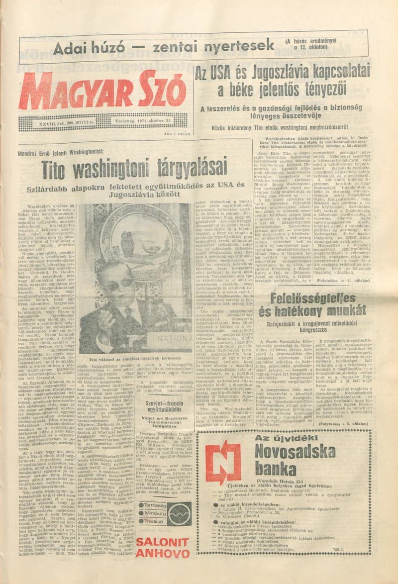 Magyar Szó, 28. évf. 1971. október 31. 300. sz. 1–32. oldal