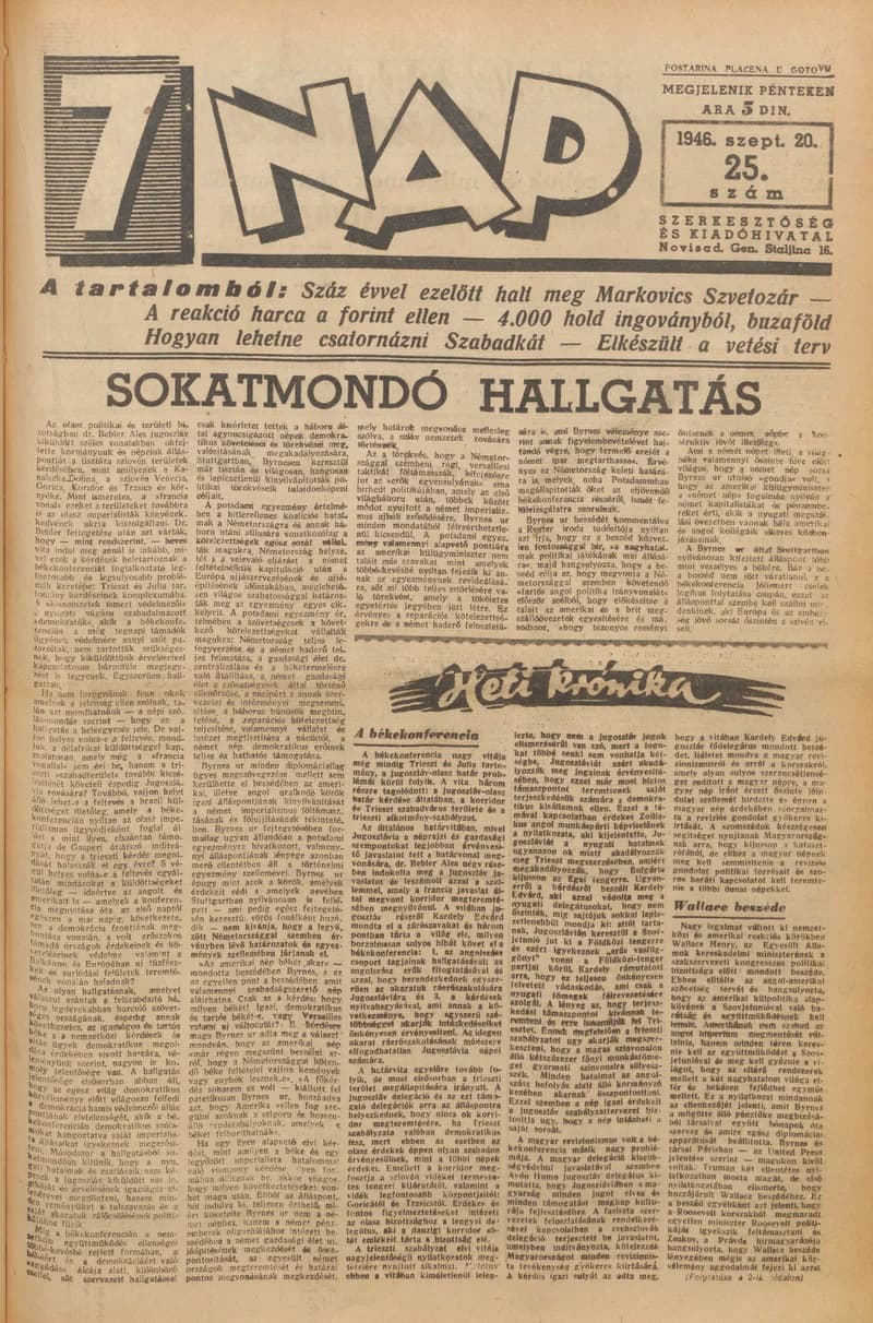 7 Nap, 1. évf. 1946. szeptember 20. 25. sz. 1–12. oldal