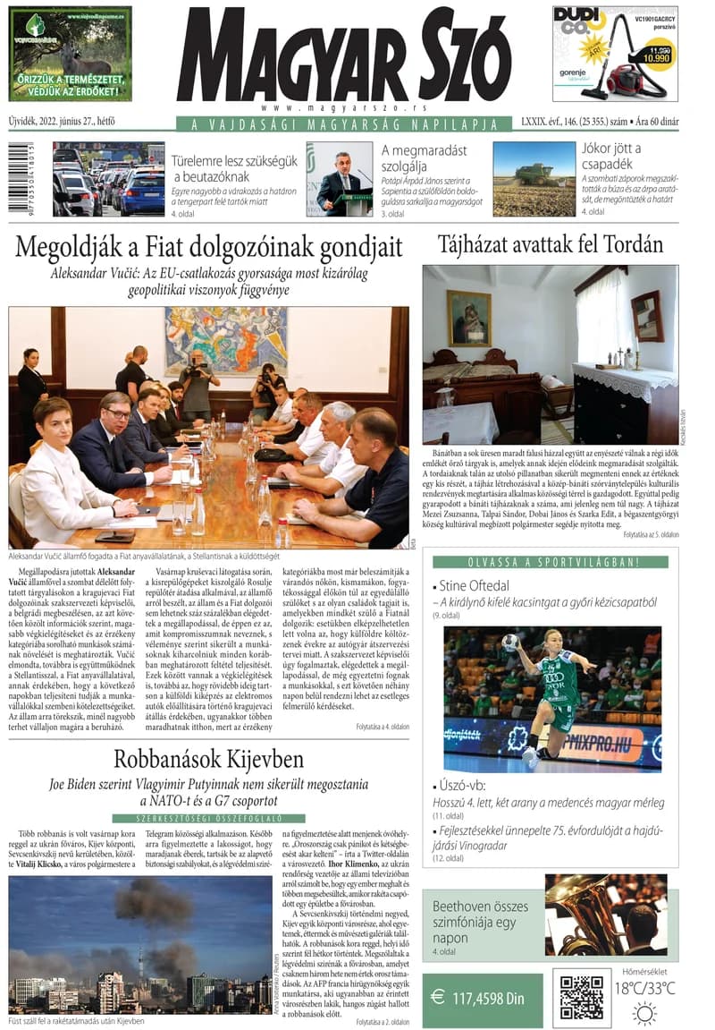 Magyar Szó, 79. évf. 2022. június 27. 146. sz. 1–16. oldal