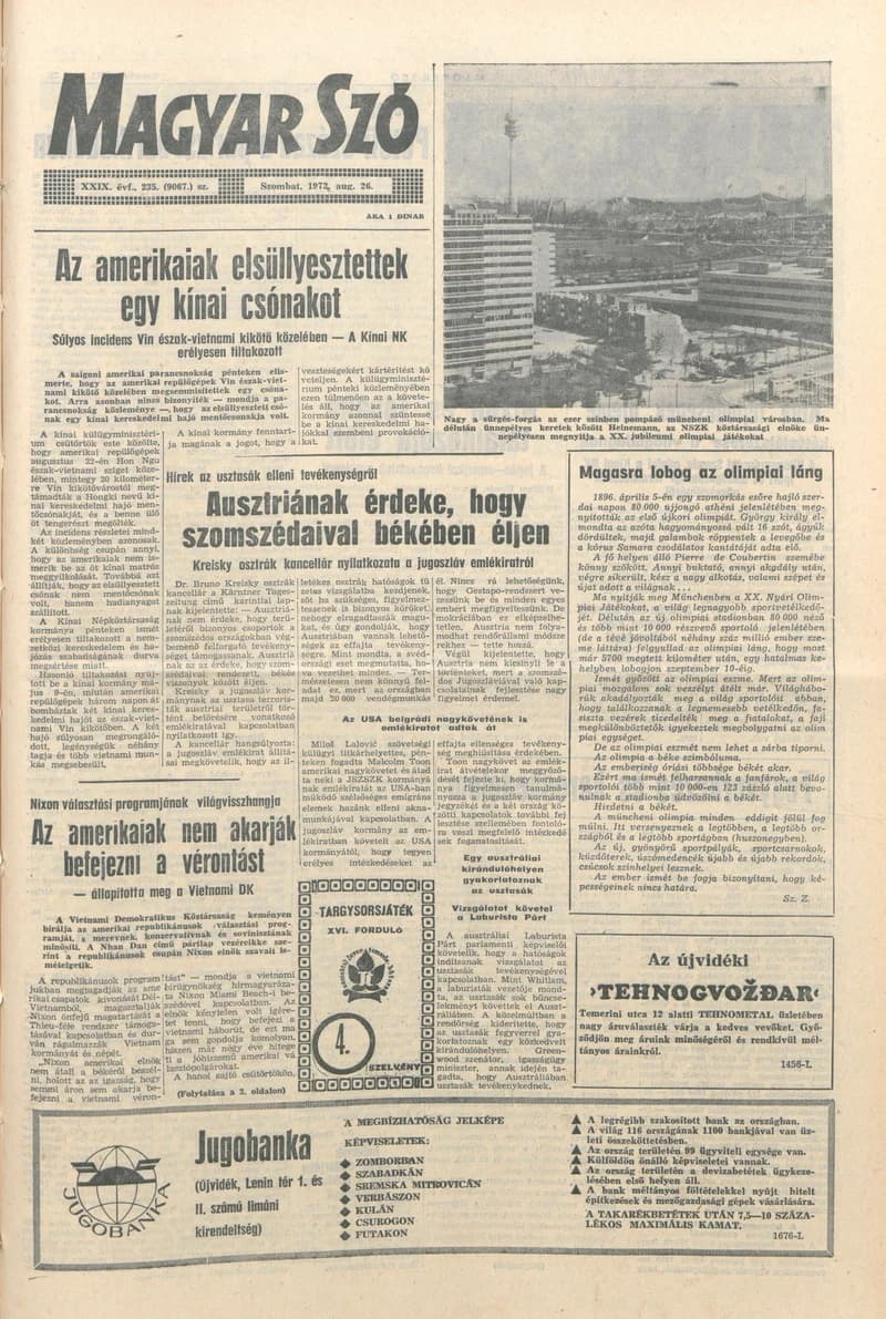 Magyar Szó, 29. évf. 1972. augusztus 26. 235. sz. 1–16. oldal