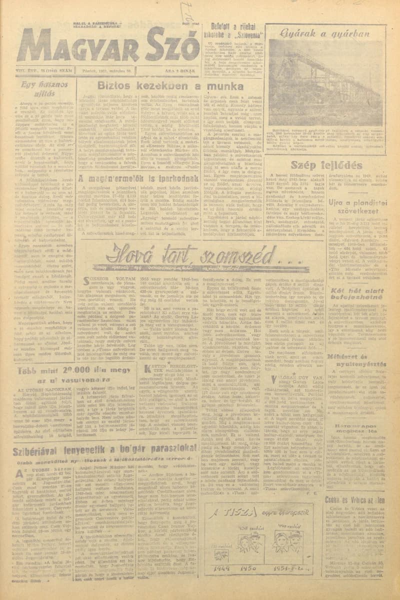 Magyar Szó, 8. évf. 1951. március 30. 75. sz. 1–4. oldal