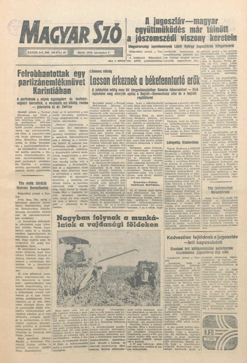 Magyar Szó, 33. évf. 1976. november 1. 301. sz. 1–8. oldal