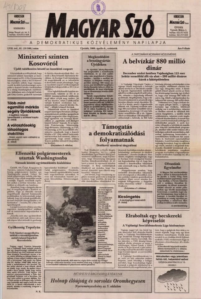 Magyar Szó, 57. évf. 2000. április 6. 81. sz. 1–16. oldal