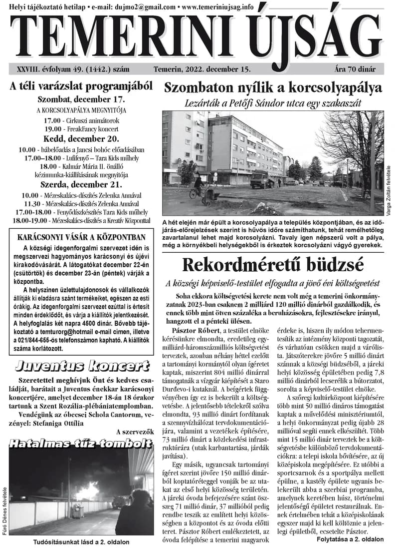 Temerini Újság, 28. évf. 2022. december 15. 49. sz.